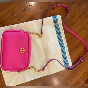 Tory Burch Limited Edition Crazy Pink Pebble Leather Mini Crossbody Purse